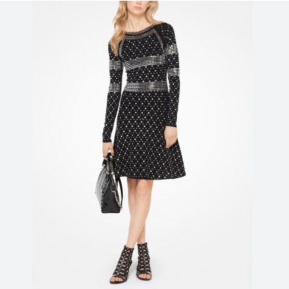 michael kors studded jersey dress Michael Kors Astor Stud Matte Jersey Dress In Blue - 44% Off